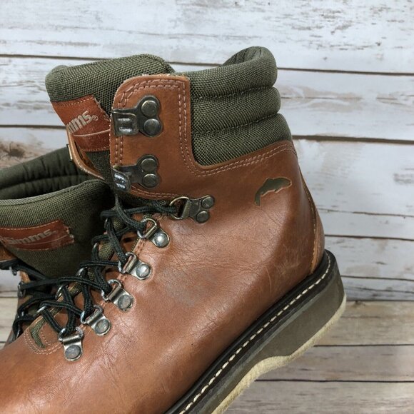 Simms Freestone Wading Fishing Boots Mens Size 8 Leather Felt Bottom Lace Up - Picture 10 of 12